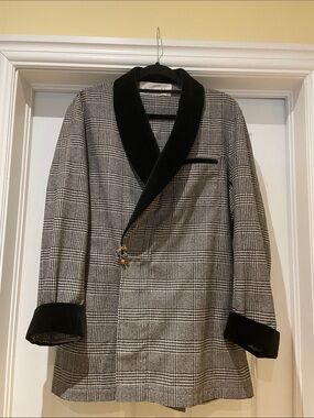 Dior Archive Robe/ Blazer Black and White Glen Plaid Dark Academia Dandy